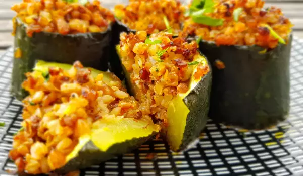 Stuffed Zucchini with Minced Meat and Buckwheat