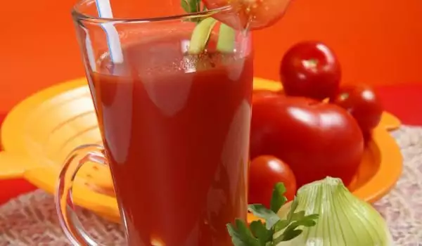 Tomato Juice with Celery in Bottles