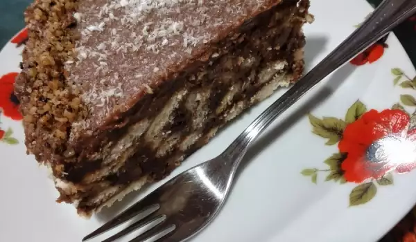 Chocolate Cake with Biscuits and Walnuts