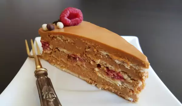 Cake with Raspberries and Dulce de Leche