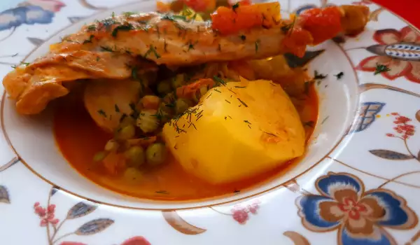 Rabbit Meat with Peas and Potatoes