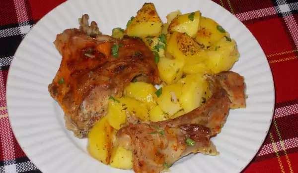 Oven-Baked Rabbit and Potatoes