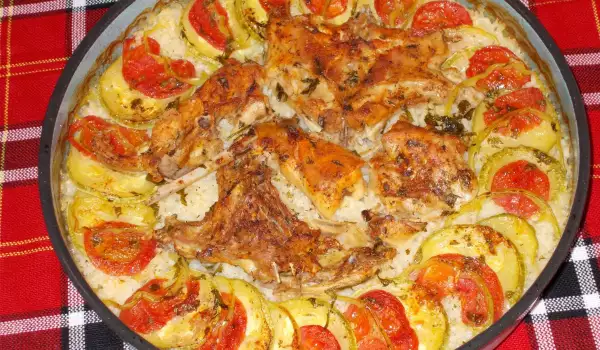 Oven-Roasted Rabbit with Rice and Vegetables