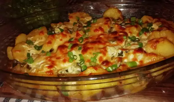 Potato Casserole with Cheeses and Cucumbers