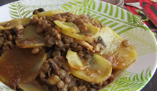 Lentil and Potato Casserole with Mushrooms
