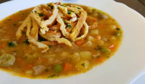 Vegetable Soup with Egg Noodles