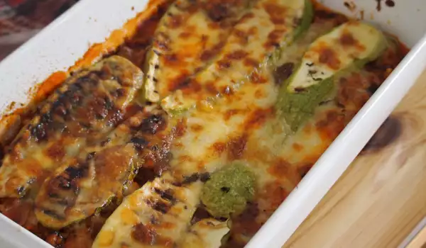 Roasted Zucchini with Bolognese and Mozzarella