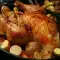 Chicken Stuffed with Rice and Garnished with Potatoes