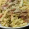 Gemelli with Cream Sauce, Prosciutto and Peas