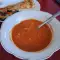 Tomato Soup with Feta Cheese and Onions