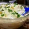 Potatoes with Cream in a Glass Baking Dish