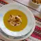 Cream of Pumpkin Soup with Dried Tomatoes and Croutons