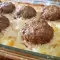 Baked Meatballs with Potatoes, Cream and Processed Cheese