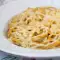 Pumpkin Spaghetti with Cottage Cheese and Cream Cheese Sauce