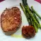 Beef Steak with Barbecue Sauce and Asparagus