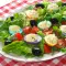 Fresh Salad with Colorful Stuffed Eggs