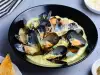 Black Mussels with Alfredo sauce