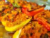 Stuffed Peppers with Rice, Peas and Mushrooms