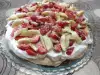 Meringue Pavlova Cake with Strawberries and Bananas