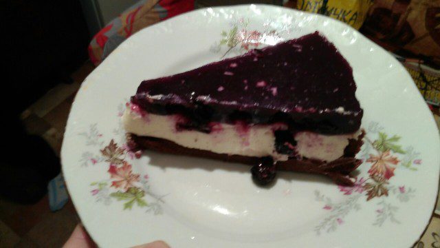 Homemade Cheesecake with Cream and Cottage Cheese
