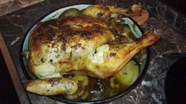 Roasted Chicken with Processed Cheddar Cheese