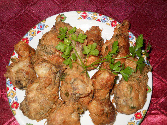 Breaded Chicken Drumsticks with Beer and Fresh Spices