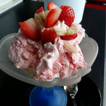 Homemade Sundae with Strawberry Ice Cream