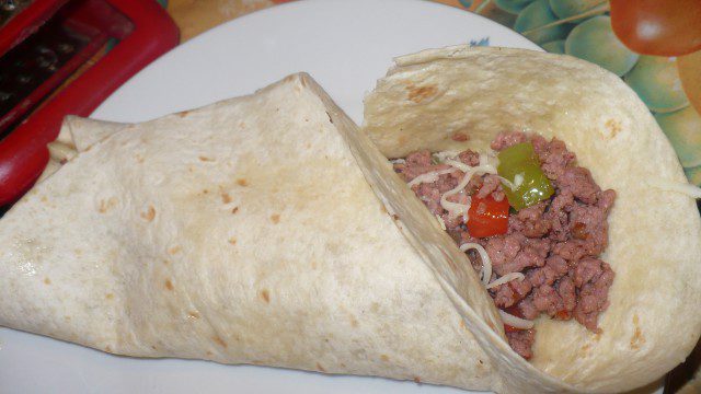 Burrito with Minced Meat and Peppers