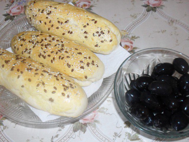 Baguettes with Olives and Sesame Seeds
