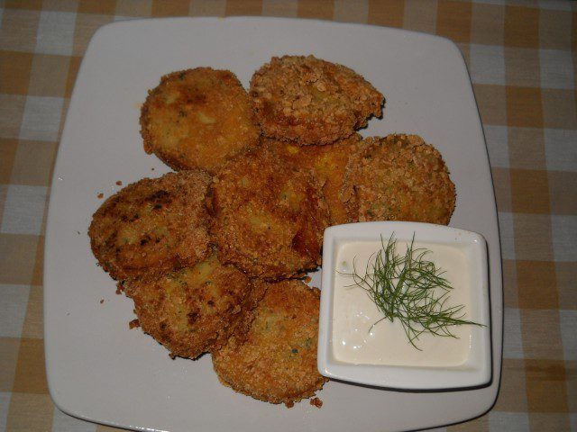 Potato Meatballs with Cornflakes and Garlic Sauce