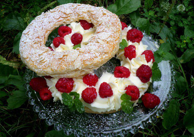 French Paris–Brest Dessert with Raspberries