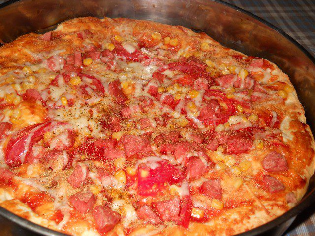 Corn and Sausage Pizza