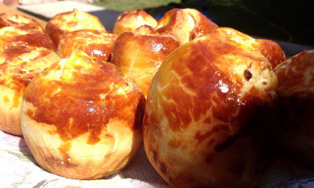 Rolled Out Buns with Butter and Feta Cheese