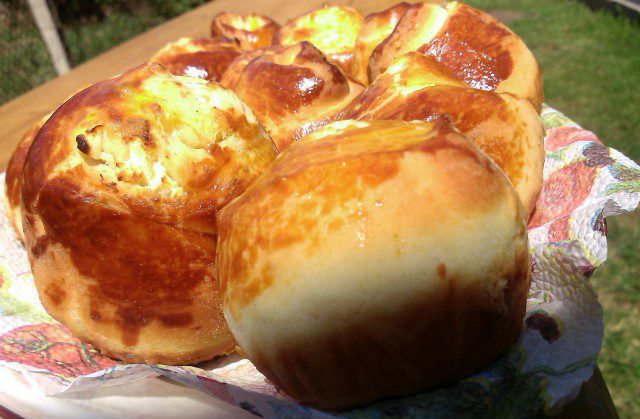 Rolled Out Buns with Butter and Feta Cheese