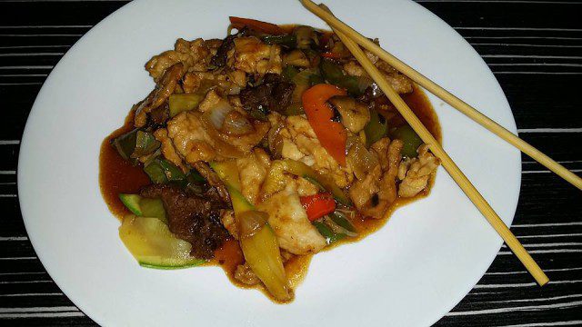 Chinese Dish with 3 Kinds of Meat and Vegetables