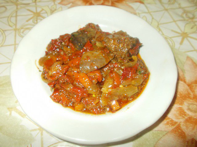 Chicken Livers with Roasted Peppers