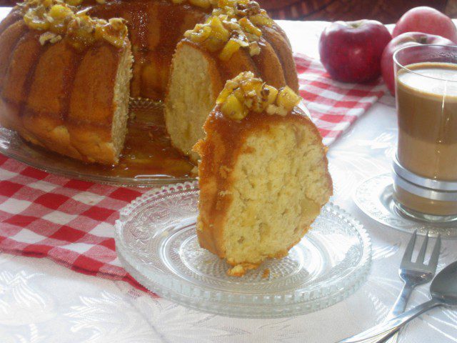Apple Cake with Walnuts and Caramel