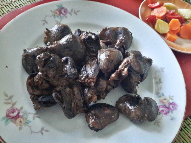 Grilled Duck Hearts