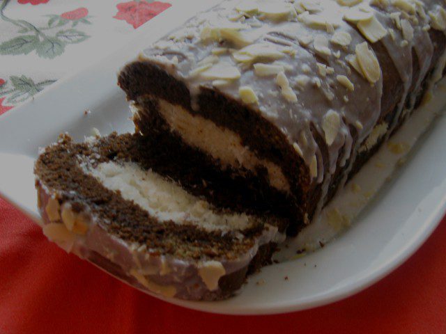 Cake with Cocoa and Coconut Flakes