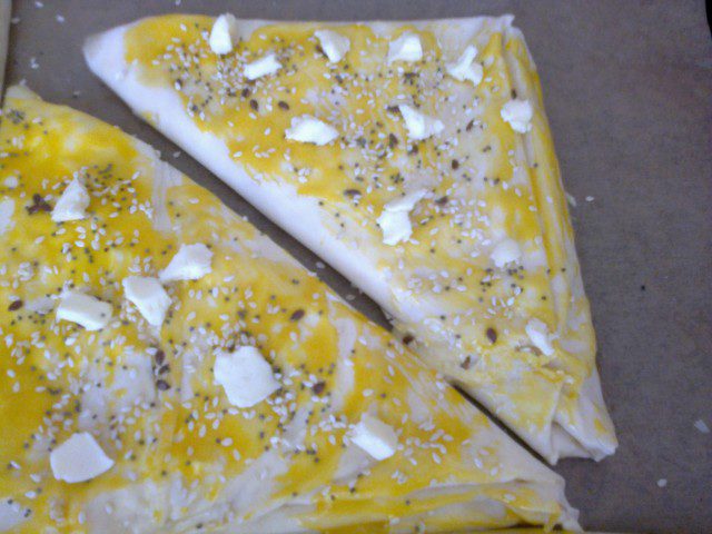 Large Phyllo Pastries with Feta Cheese and Butter