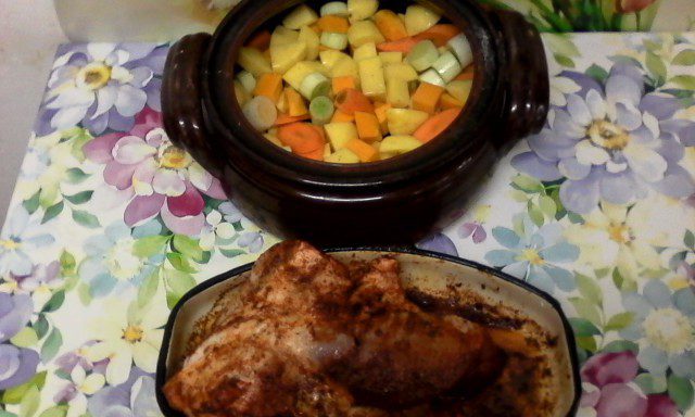Pork Shank in a Clay Pot with Vegetables