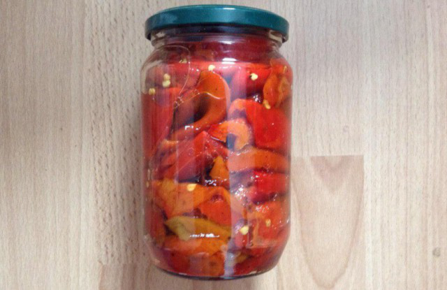 Red Peppers in Jars for the Winter