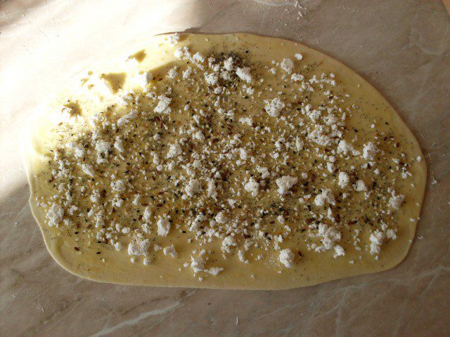 Pleated Pita with Seeds and Feta Cheese
