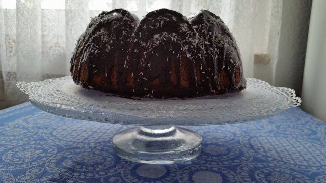 Fluffy Lemon Cake with a Chocolate Glaze