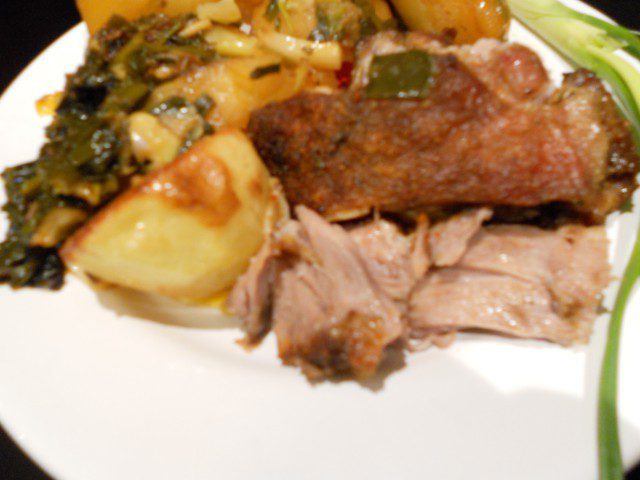 Roast Lamb Neck with Potatoes and Green Onions