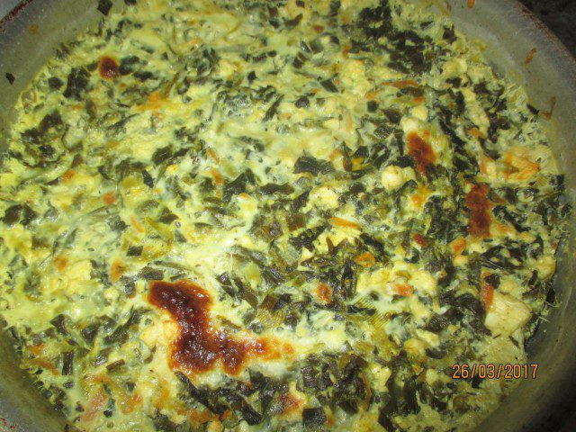 Spring Casserole with Spinach, Zucchini and Onions