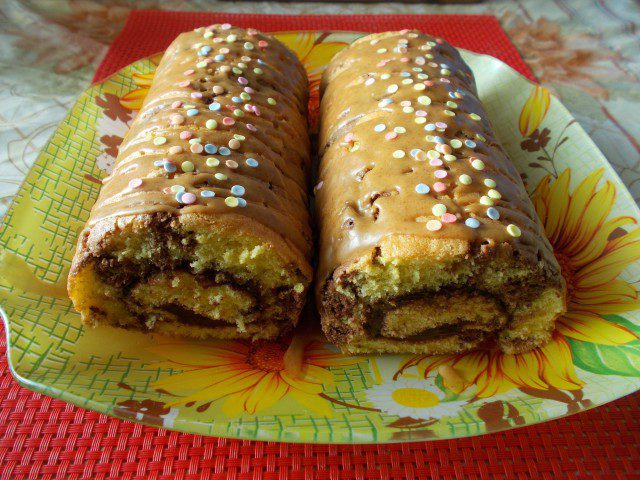 Colorful Roll with Caramel Glaze
