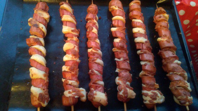 Skewers with Vienna Sausages and Cheese