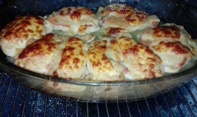 Baked Chicken Breasts with Peppers and Cheese