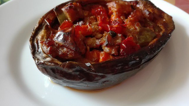 Stuffed Eggplants with Carrots, Peppers, Tomatoes